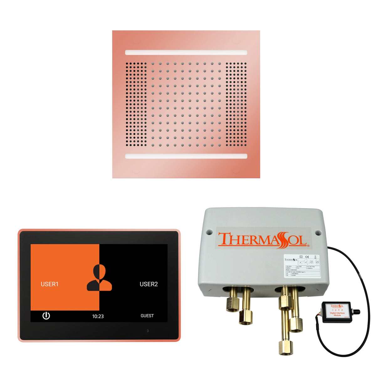 ThermaSol The Wellness Hydrovive14 Shower Package with 10" ThermaTouch Square-Steam Shower Controls & Accessories-ThermaSol-Copper-Nordica Sauna