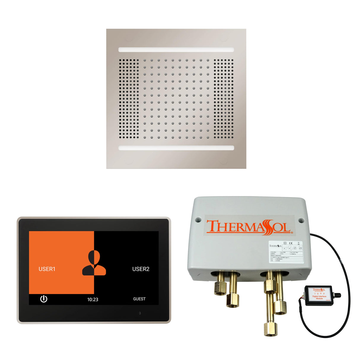 ThermaSol The Wellness Hydrovive14 Shower Package with 10" ThermaTouch Square-Steam Shower Controls & Accessories-ThermaSol-Polished Nickel-Nordica Sauna