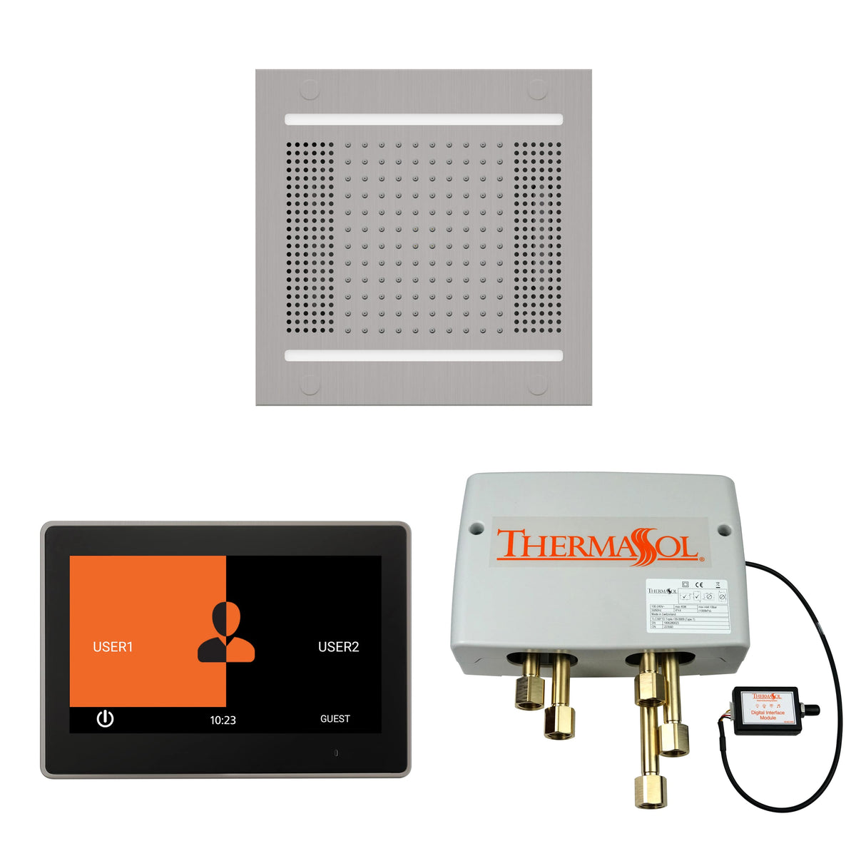 ThermaSol The Wellness Hydrovive14 Shower Package with 10" ThermaTouch Square-Steam Shower Controls & Accessories-ThermaSol-Satin Chrome-Nordica Sauna