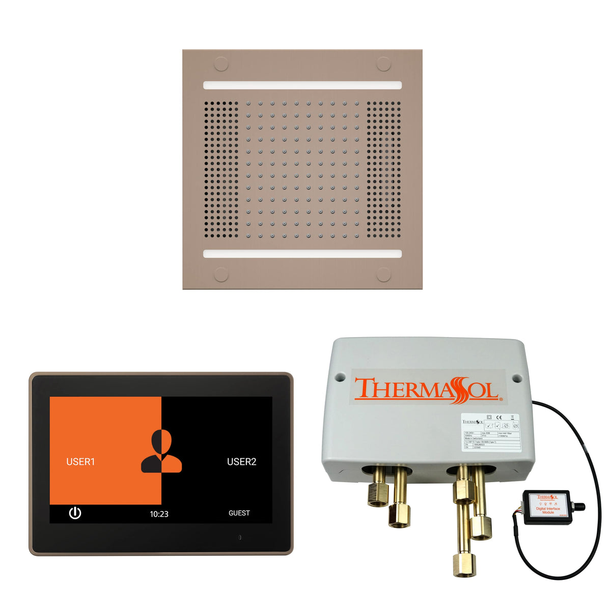 ThermaSol The Wellness Hydrovive14 Shower Package with 10" ThermaTouch Square-Steam Shower Controls & Accessories-ThermaSol-Satin Nickel-Nordica Sauna