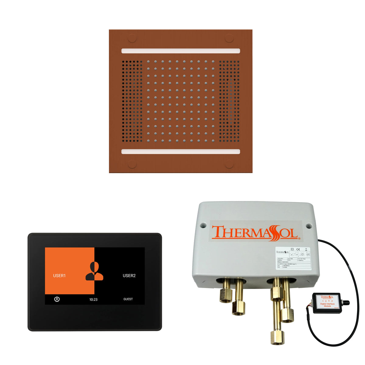 ThermaSol The Wellness Hydrovive14 Shower Package with 7" ThermaTouch Square-Steam Shower Controls & Accessories-ThermaSol-Antique Copper-Nordica Sauna