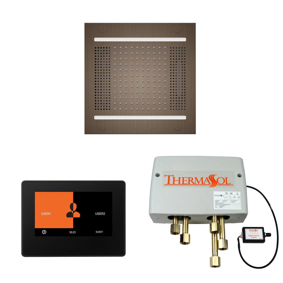 ThermaSol The Wellness Hydrovive14 Shower Package with 7" ThermaTouch Square-Steam Shower Controls & Accessories-ThermaSol-Antique Nickel-Nordica Sauna