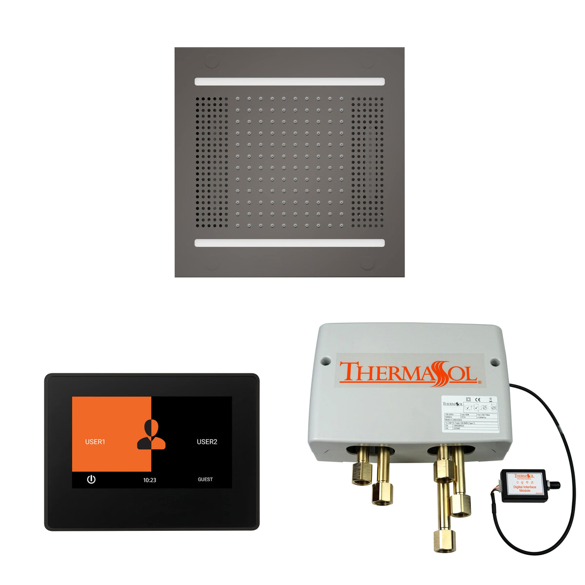 ThermaSol The Wellness Hydrovive14 Shower Package with 7" ThermaTouch Square-Steam Shower Controls & Accessories-ThermaSol-Black Nickel-Nordica Sauna
