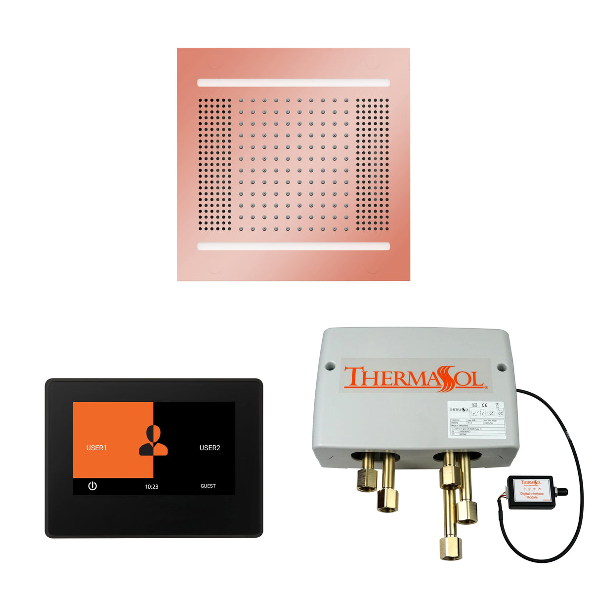 ThermaSol The Wellness Hydrovive14 Shower Package with 7" ThermaTouch Square-Steam Shower Controls & Accessories-ThermaSol-Copper-Nordica Sauna