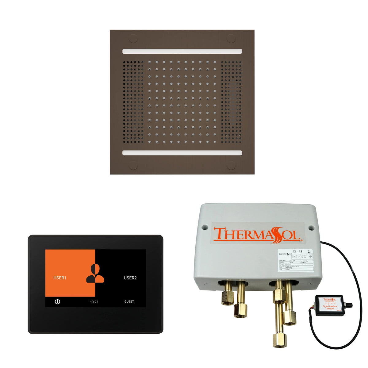 ThermaSol The Wellness Hydrovive14 Shower Package with 7" ThermaTouch Square-Steam Shower Controls & Accessories-ThermaSol-Oil Rubbed Bronze-Nordica Sauna