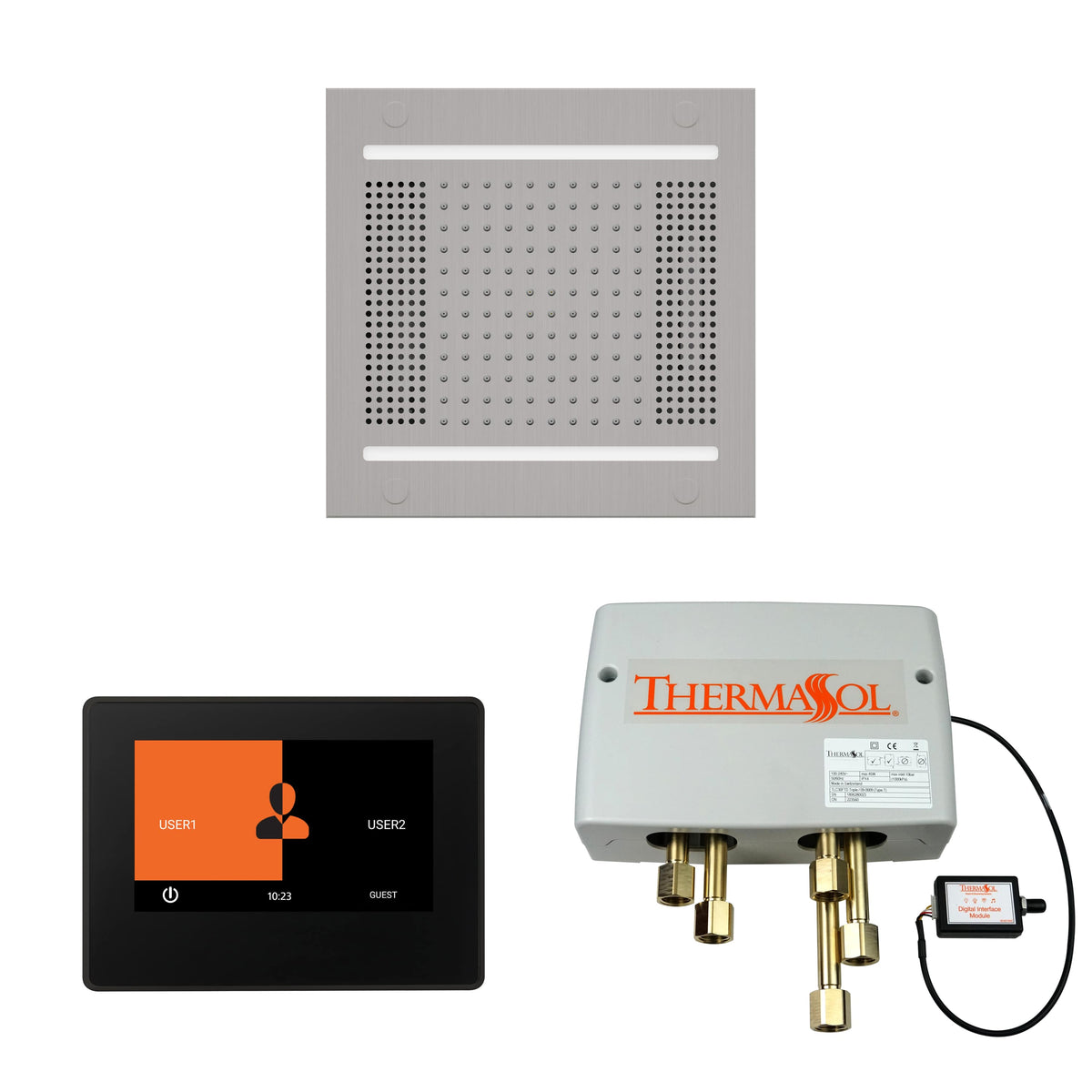 ThermaSol The Wellness Hydrovive14 Shower Package with 7" ThermaTouch Square-Steam Shower Controls & Accessories-ThermaSol-Satin Chrome-Nordica Sauna