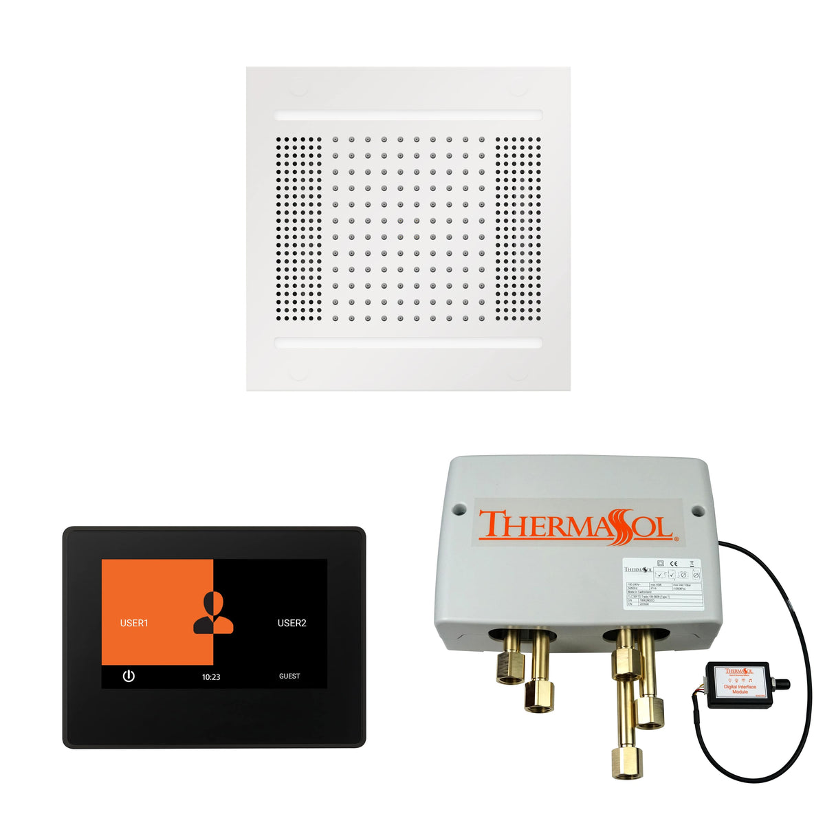 ThermaSol The Wellness Hydrovive14 Shower Package with 7" ThermaTouch Square-Steam Shower Controls & Accessories-ThermaSol-White-Nordica Sauna