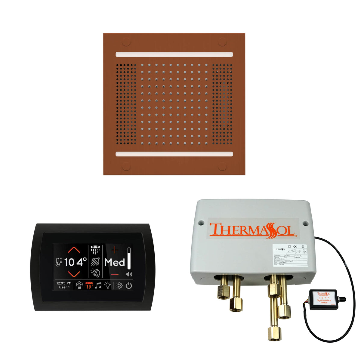 ThermaSol The Wellness Hydrovive14 Shower Package with SignaTouch Round-Steam Shower Controls & Accessories-ThermaSol-Antique Copper-Nordica Sauna