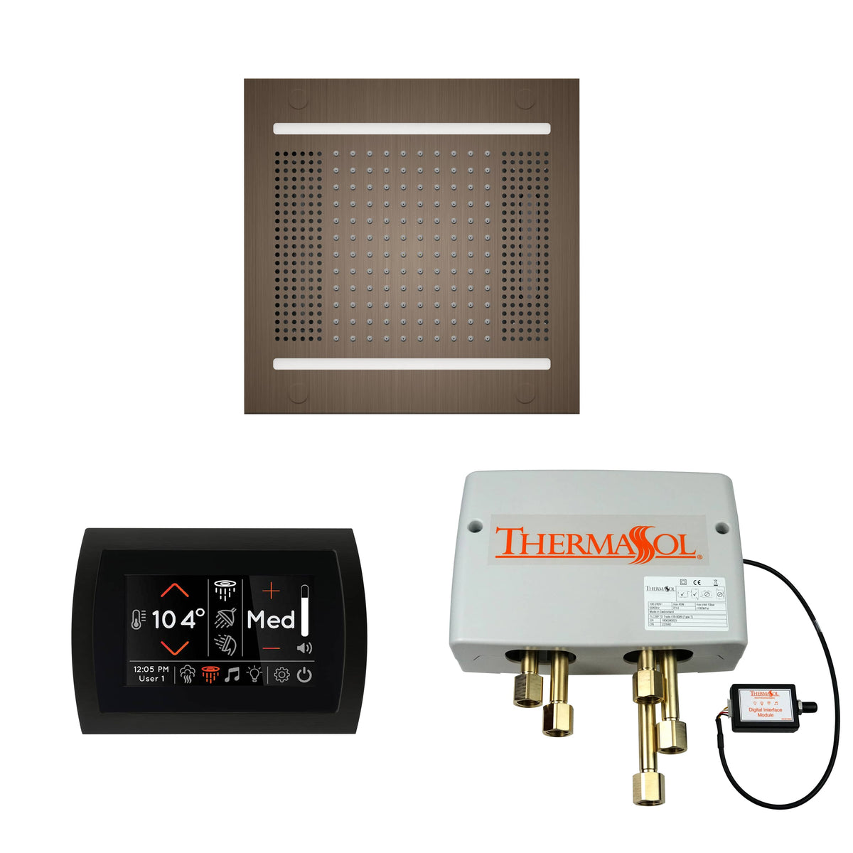 ThermaSol The Wellness Hydrovive14 Shower Package with SignaTouch Round-Steam Shower Controls & Accessories-ThermaSol-Antique Nickel-Nordica Sauna