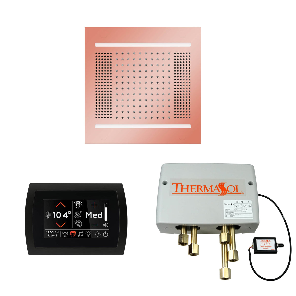 ThermaSol The Wellness Hydrovive14 Shower Package with SignaTouch Round-Steam Shower Controls & Accessories-ThermaSol-Copper-Nordica Sauna