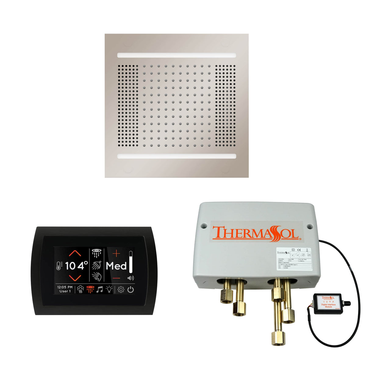 ThermaSol The Wellness Hydrovive14 Shower Package with SignaTouch Round-Steam Shower Controls & Accessories-ThermaSol-Polished Nickel-Nordica Sauna
