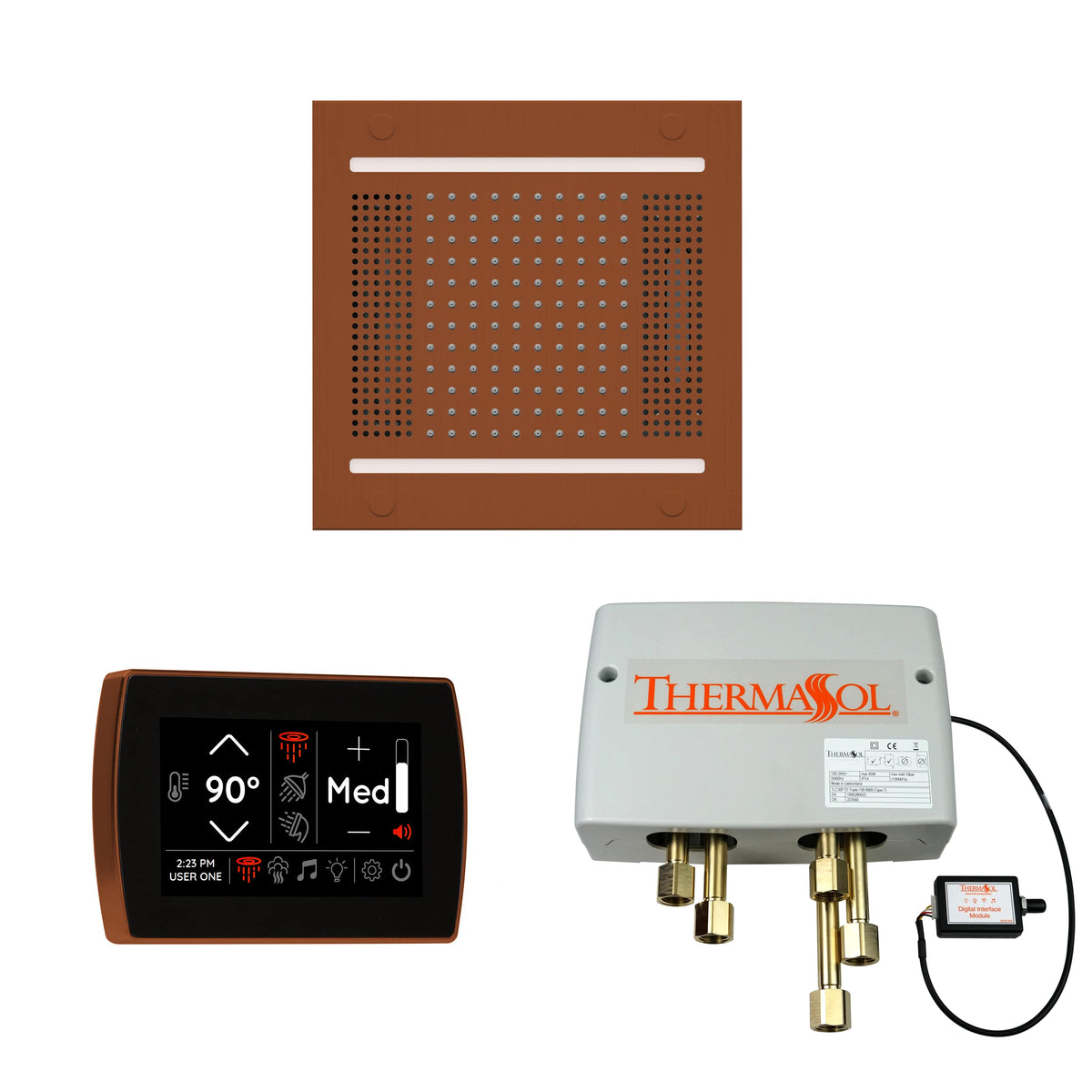 ThermaSol The Wellness Hydrovive14 Shower Package with SignaTouch Square-Steam Shower Controls & Accessories-ThermaSol-Antique Copper-Nordica Sauna