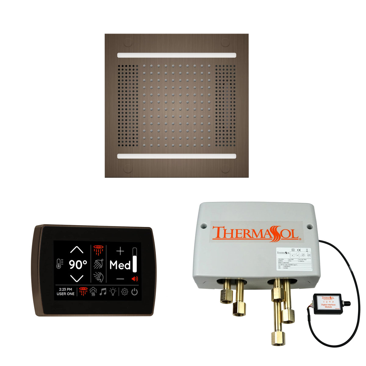 ThermaSol The Wellness Hydrovive14 Shower Package with SignaTouch Square-Steam Shower Controls & Accessories-ThermaSol-Antique Nickel-Nordica Sauna