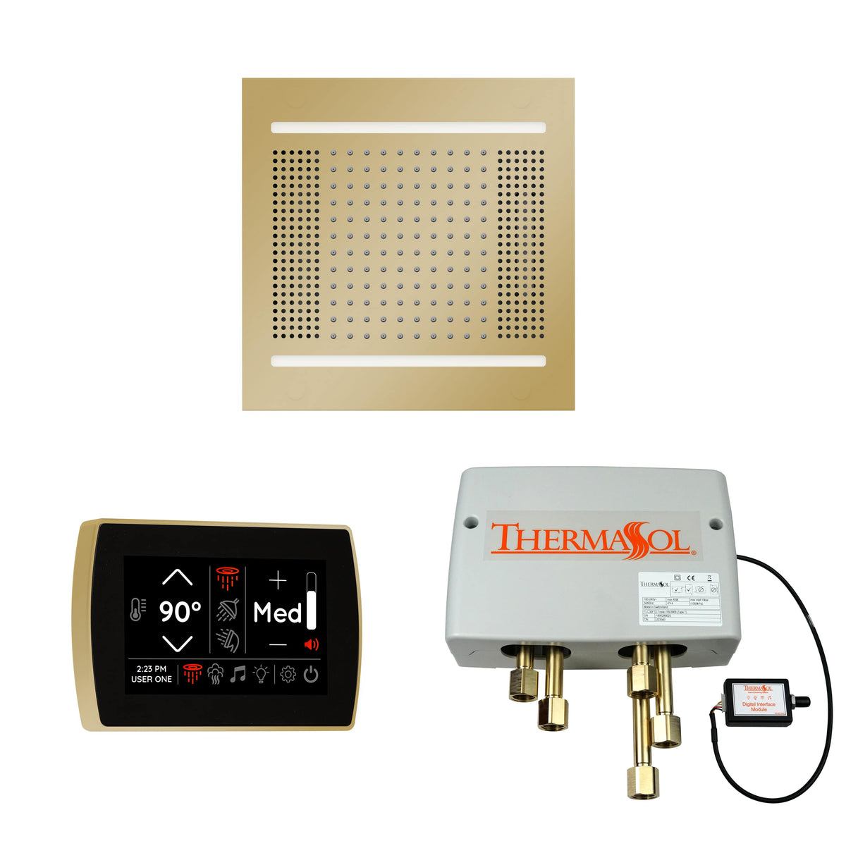 ThermaSol The Wellness Hydrovive14 Shower Package with SignaTouch Square-Steam Shower Controls & Accessories-ThermaSol-Antique Brass-Nordica Sauna