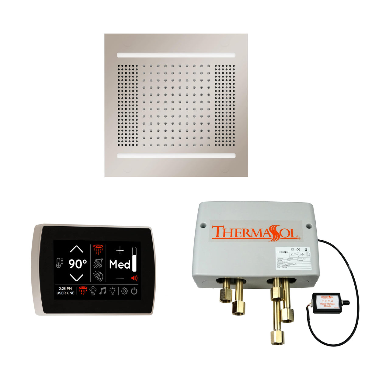 ThermaSol The Wellness Hydrovive14 Shower Package with SignaTouch Square-Steam Shower Controls & Accessories-ThermaSol-Polished Nickel-Nordica Sauna
