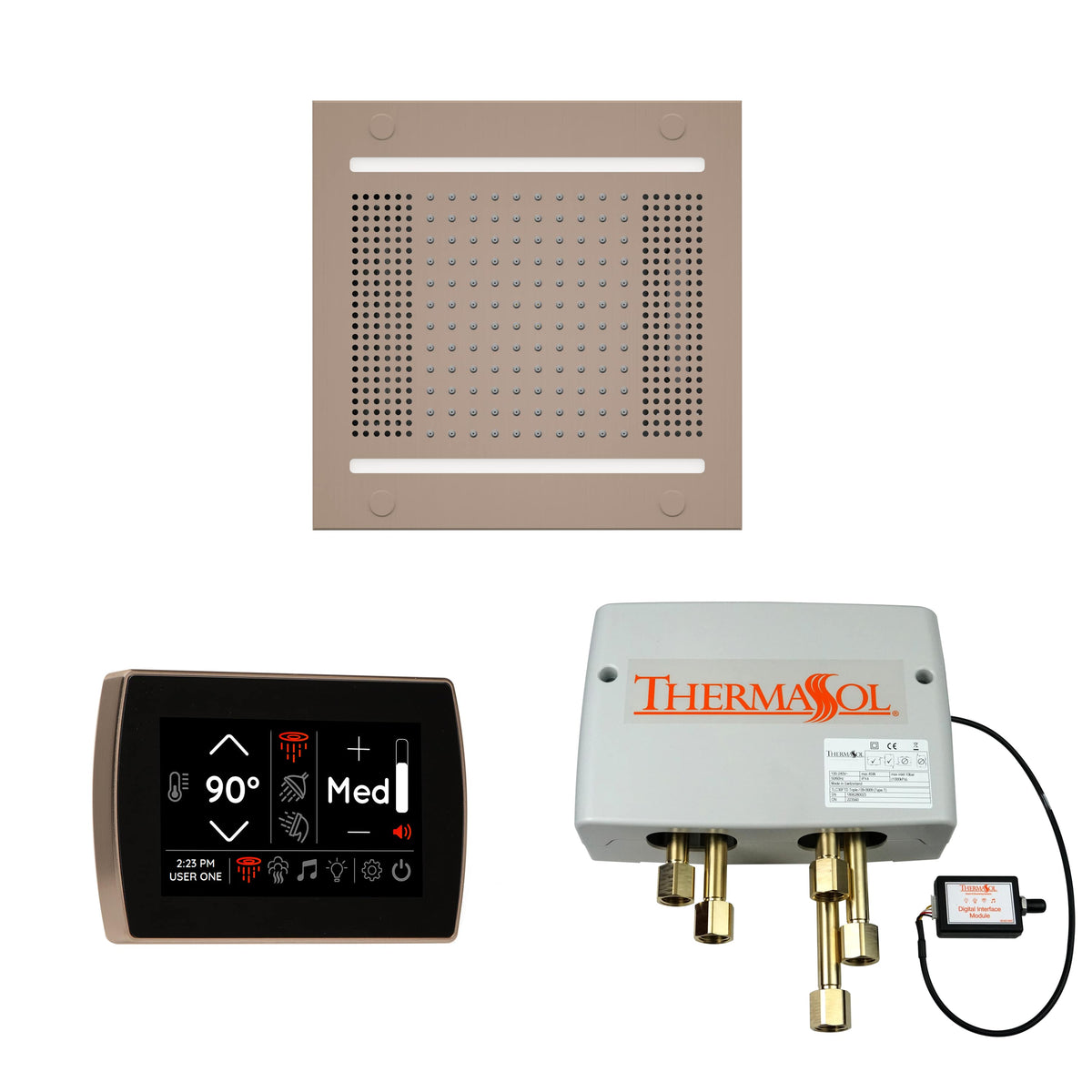 ThermaSol The Wellness Hydrovive14 Shower Package with SignaTouch Square-Steam Shower Controls & Accessories-ThermaSol-Satin Nickel-Nordica Sauna