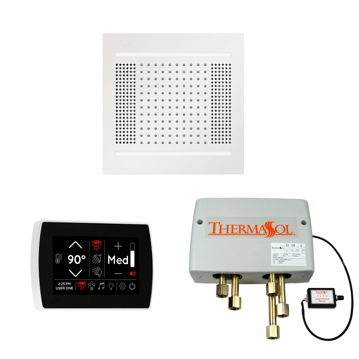 ThermaSol The Wellness Hydrovive14 Shower Package with SignaTouch Square-Steam Shower Controls & Accessories-ThermaSol-White-Nordica Sauna