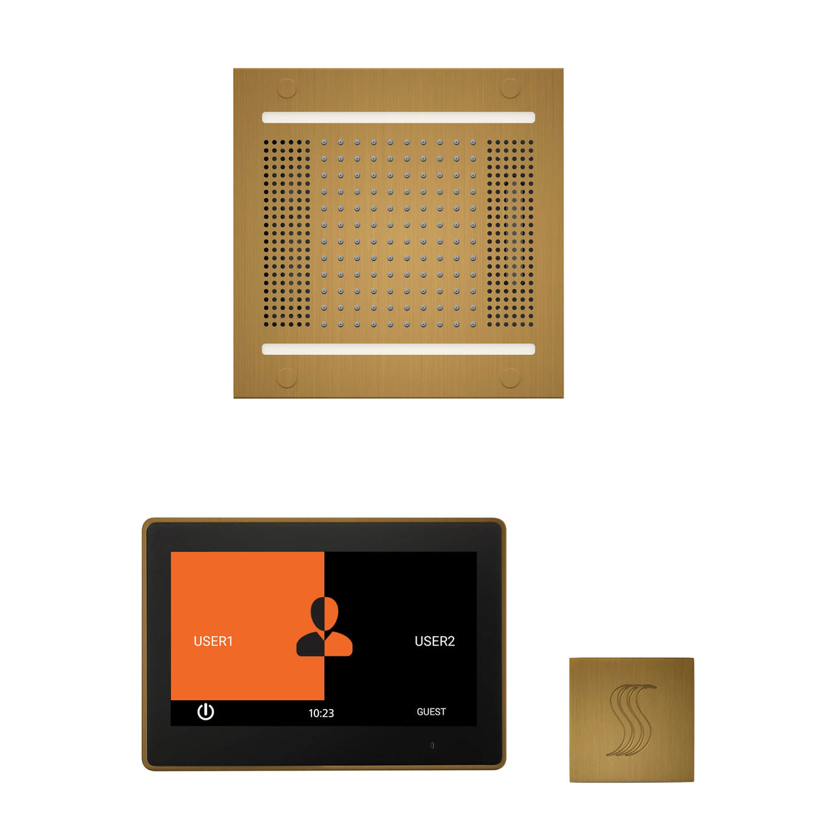 ThermaSol The wellness Hydrovive14 Steam Package with 10" ThermaTouch Square-Steam Shower Controls & Accessories-ThermaSol-Antique Brass-Nordica Sauna