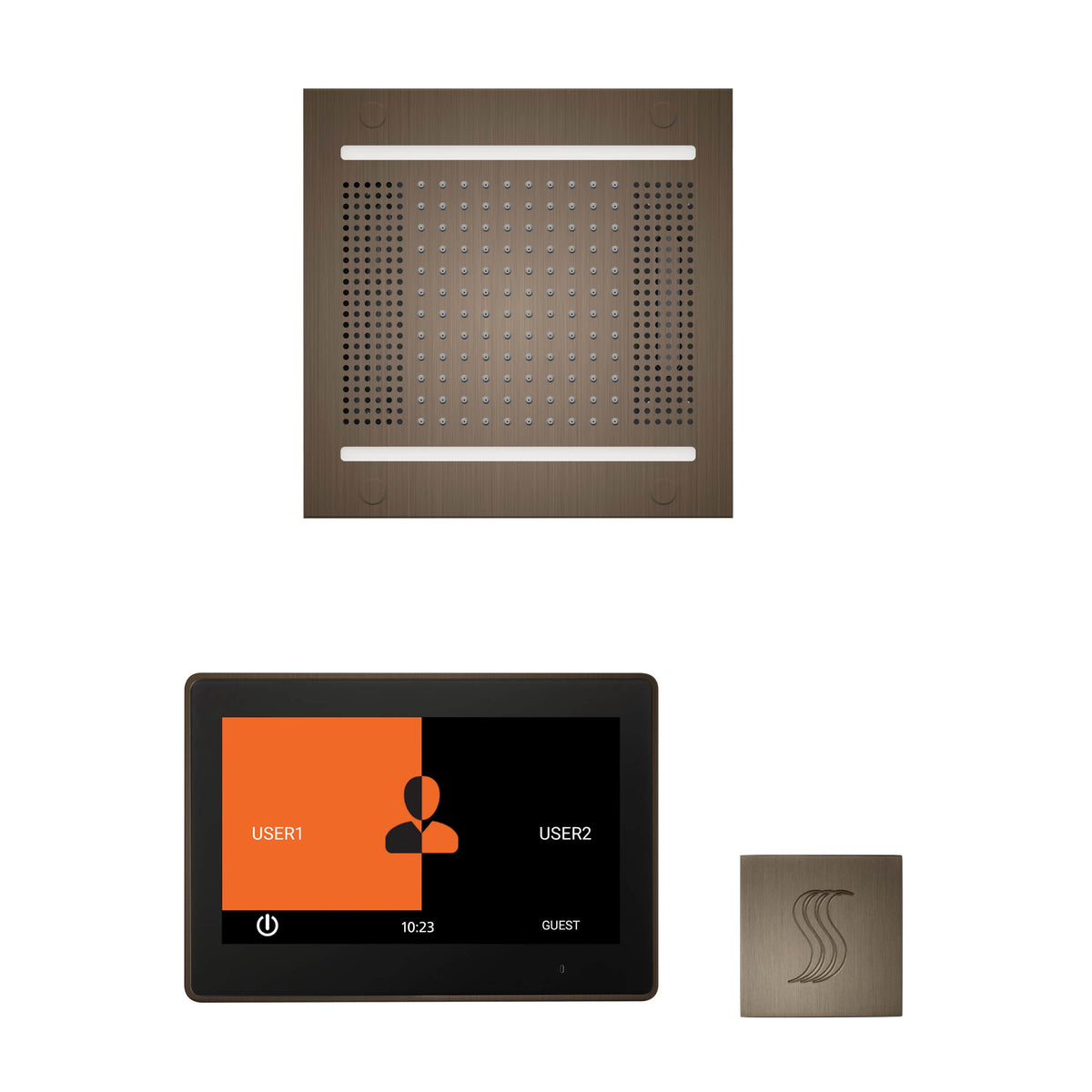 ThermaSol The wellness Hydrovive14 Steam Package with 10" ThermaTouch Square-Steam Shower Controls & Accessories-ThermaSol-Antique Nickel-Nordica Sauna