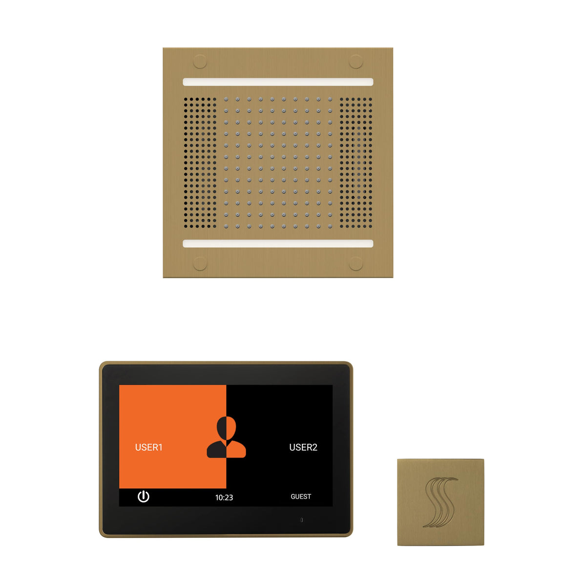 ThermaSol The wellness Hydrovive14 Steam Package with 10" ThermaTouch Square-Steam Shower Controls & Accessories-ThermaSol-Satin Brass-Nordica Sauna