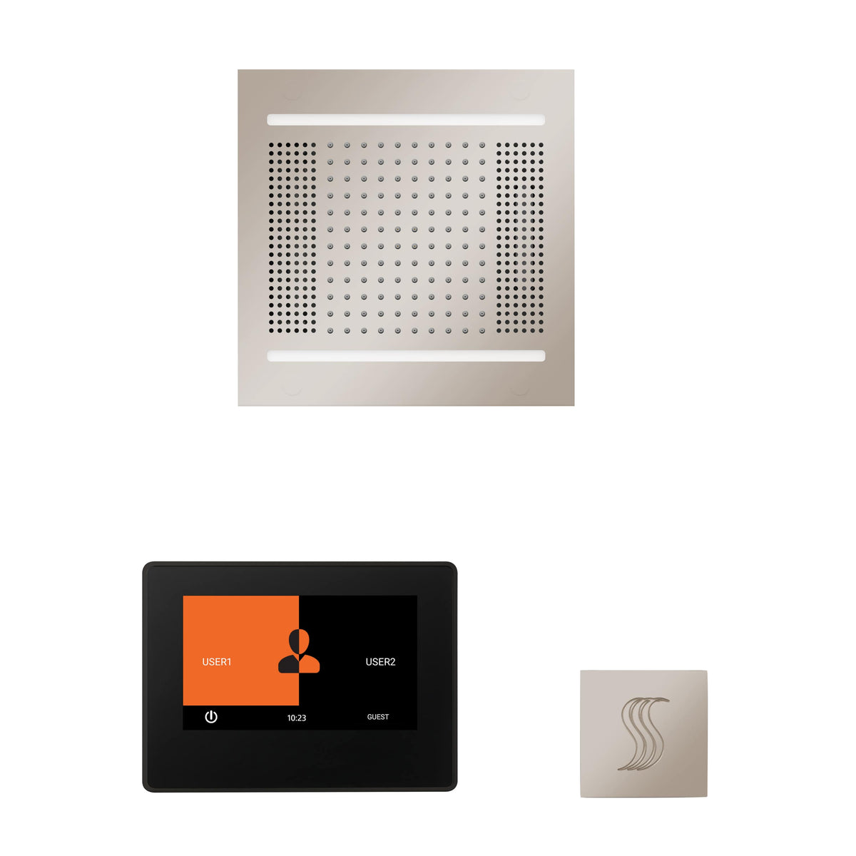 ThermaSol The wellness Hydrovive14 Steam Package with 7" ThermaTouch Square-Steam Shower Controls & Accessories-ThermaSol-Polished Nickel-Nordica Sauna