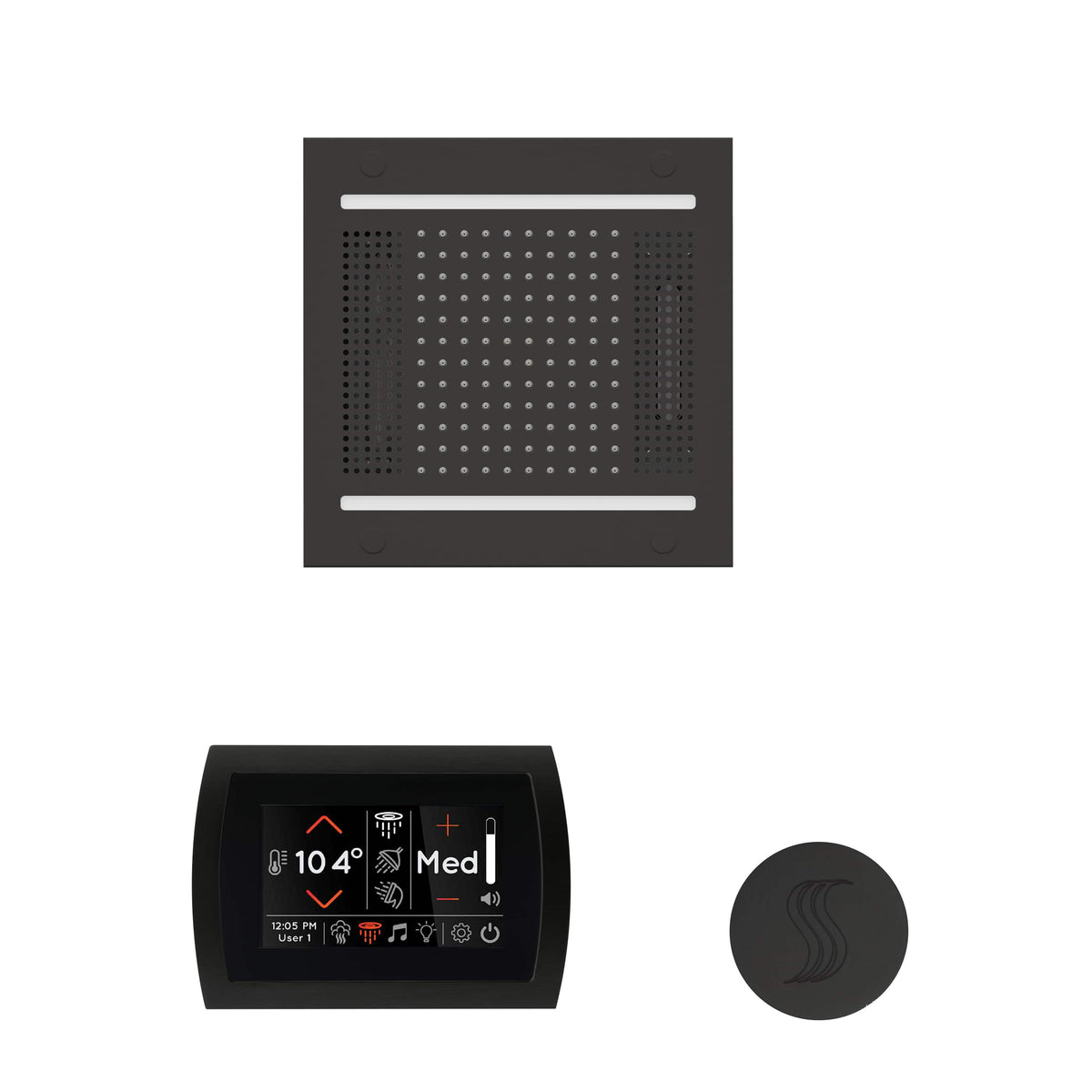 ThermaSol The wellness Hydrovive14 Steam Package with SignaTouch Round-Steam Shower Controls & Accessories-ThermaSol-Matte Black-Nordica Sauna