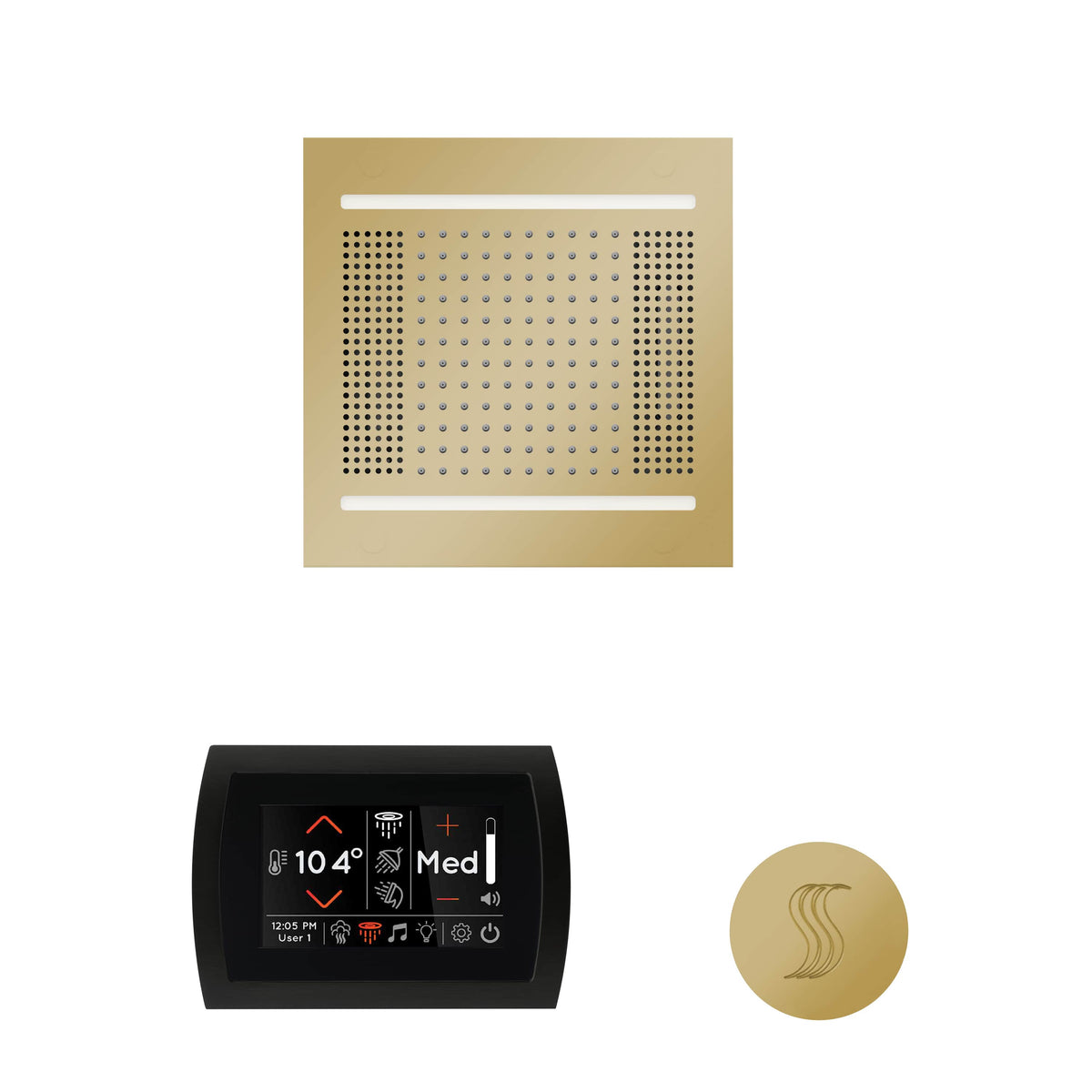 ThermaSol The wellness Hydrovive14 Steam Package with SignaTouch Round-Steam Shower Controls & Accessories-ThermaSol-Polished Brass-Nordica Sauna