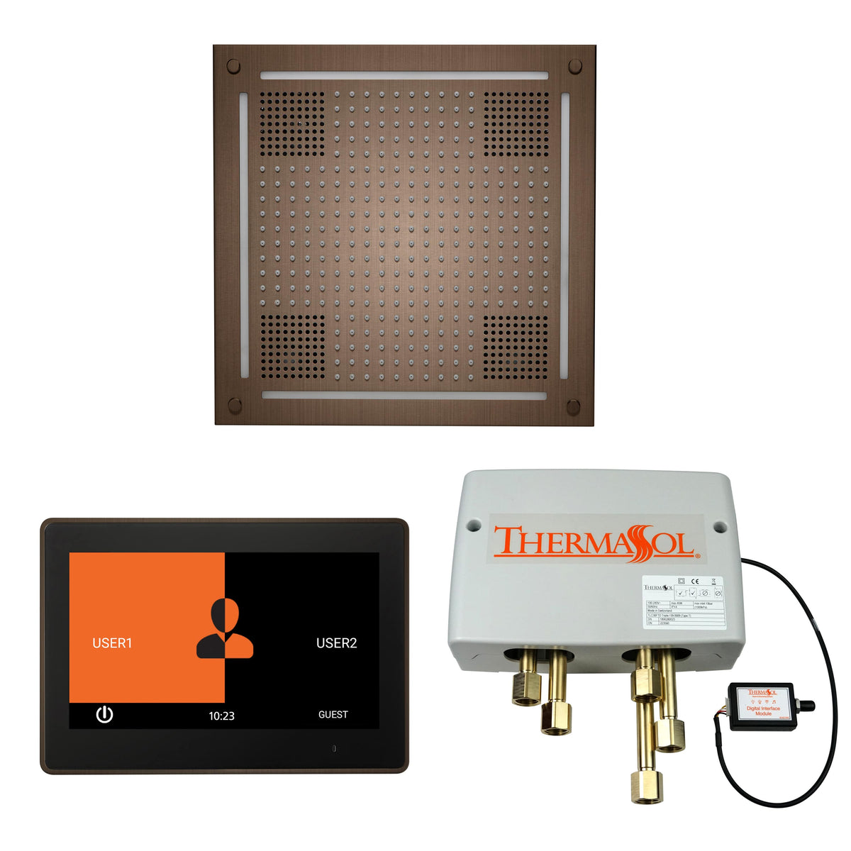 ThermaSol The Wellness Hydrovive Shower Package with 10" ThermaTouch Square-Steam Shower Controls & Accessories-ThermaSol-Antique Copper-Nordica Sauna