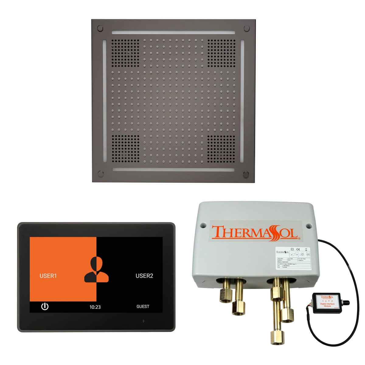 ThermaSol The Wellness Hydrovive Shower Package with 10" ThermaTouch Square-Steam Shower Controls & Accessories-ThermaSol-Black Nickel-Nordica Sauna
