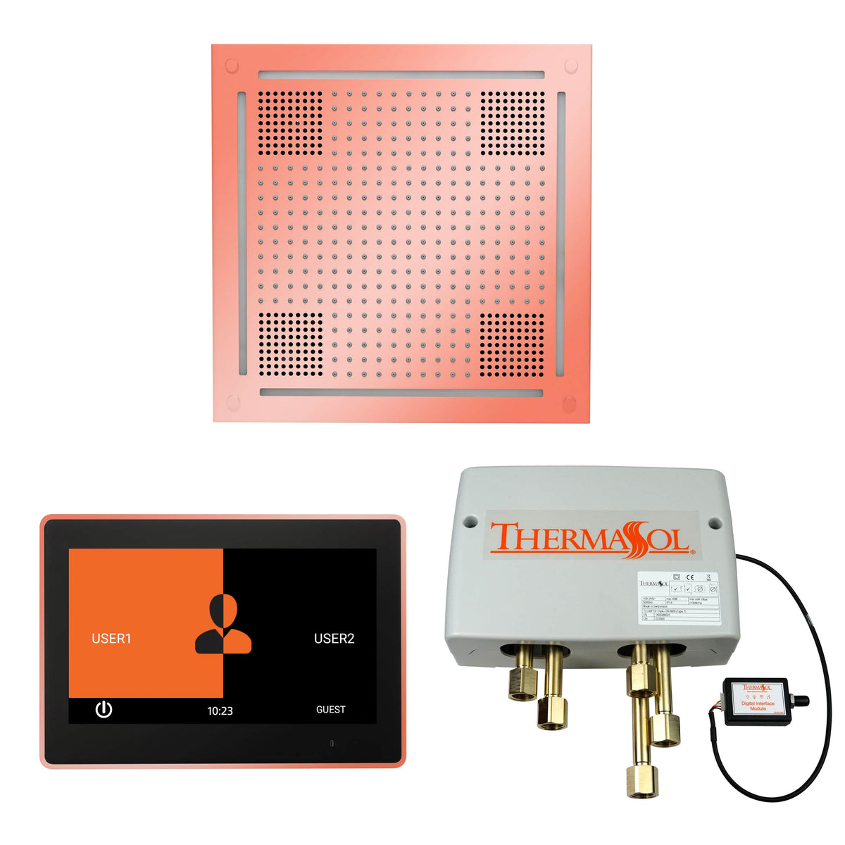 ThermaSol The Wellness Hydrovive Shower Package with 10" ThermaTouch Square-Steam Shower Controls & Accessories-ThermaSol-Copper-Nordica Sauna