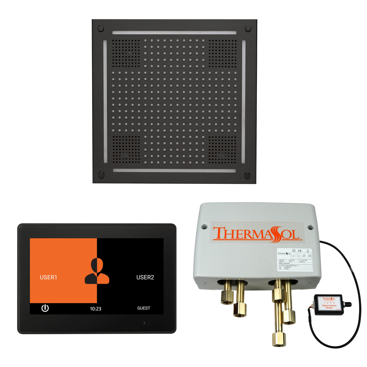 ThermaSol The Wellness Hydrovive Shower Package with 10" ThermaTouch Square-Steam Shower Controls & Accessories-ThermaSol-Matte Black-Nordica Sauna