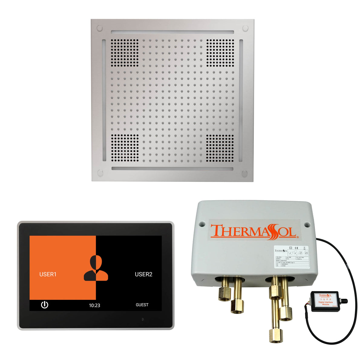 ThermaSol The Wellness Hydrovive Shower Package with 10" ThermaTouch Square-Steam Shower Controls & Accessories-ThermaSol-Polished Chrome-Nordica Sauna