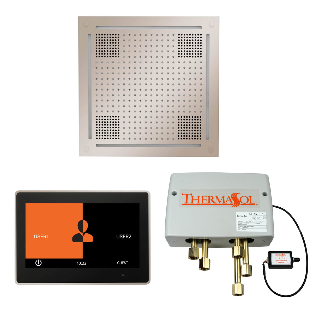 ThermaSol The Wellness Hydrovive Shower Package with 10" ThermaTouch Square-Steam Shower Controls & Accessories-ThermaSol-Polished Nickel-Nordica Sauna