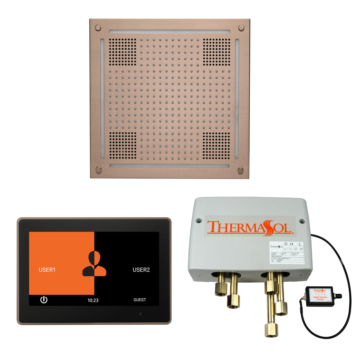 ThermaSol The Wellness Hydrovive Shower Package with 10" ThermaTouch Square-Steam Shower Controls & Accessories-ThermaSol-Satin Nickel-Nordica Sauna