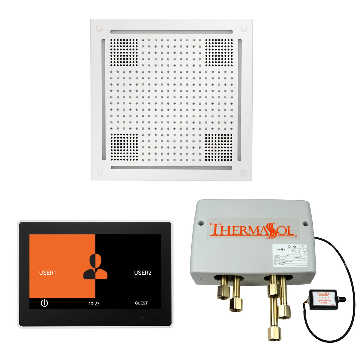 ThermaSol The Wellness Hydrovive Shower Package with 10" ThermaTouch Square-Steam Shower Controls & Accessories-ThermaSol-White-Nordica Sauna