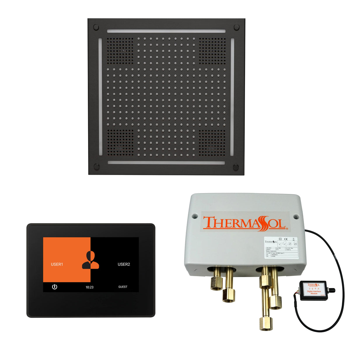 ThermaSol The Wellness Hydrovive Shower Package with 7" ThermaTouch Square-Steam Shower Controls & Accessories-ThermaSol-Matte Black-Nordica Sauna