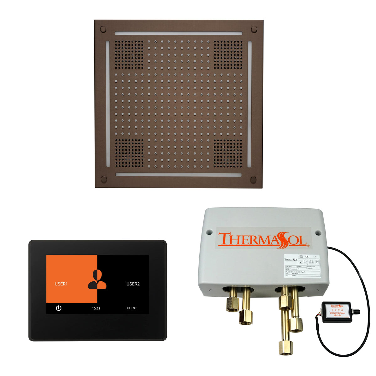 ThermaSol The Wellness Hydrovive Shower Package with 7" ThermaTouch Square-Steam Shower Controls & Accessories-ThermaSol-Oil Rubbed Bronze-Nordica Sauna