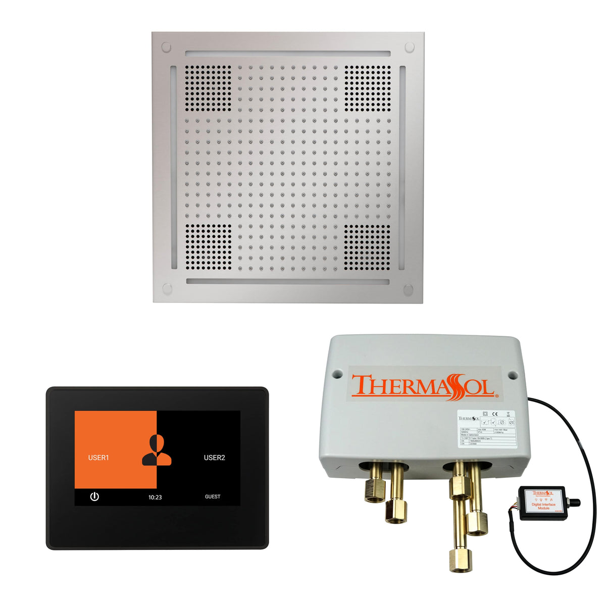 ThermaSol The Wellness Hydrovive Shower Package with 7" ThermaTouch Square-Steam Shower Controls & Accessories-ThermaSol-Polished Chrome-Nordica Sauna