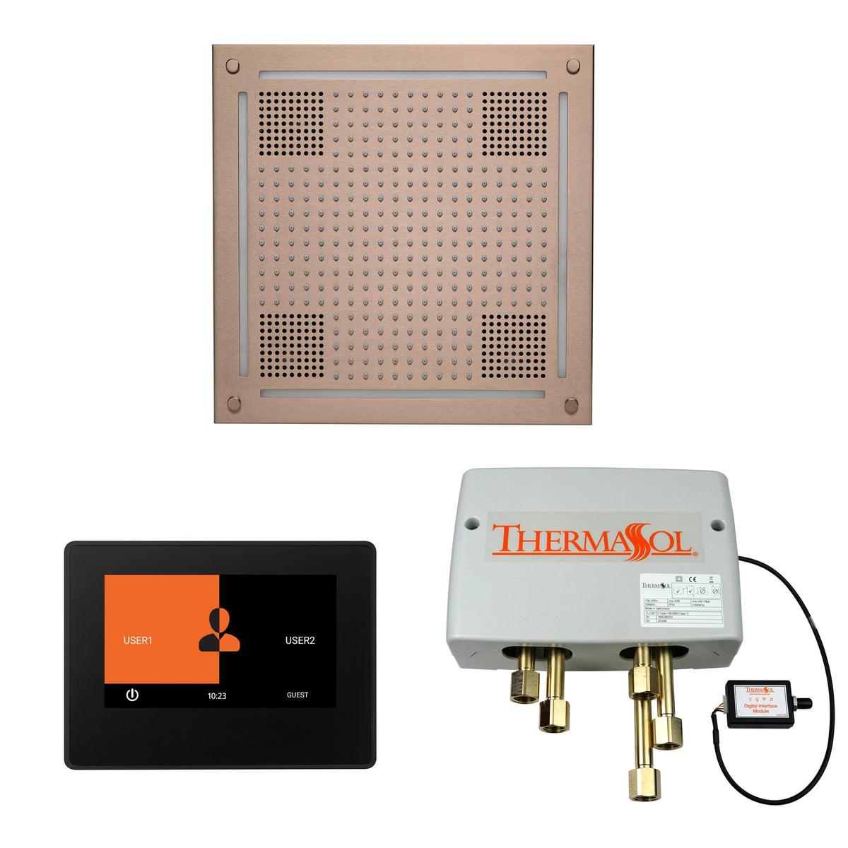 ThermaSol The Wellness Hydrovive Shower Package with 7" ThermaTouch Square-Steam Shower Controls & Accessories-ThermaSol-Satin Nickel-Nordica Sauna