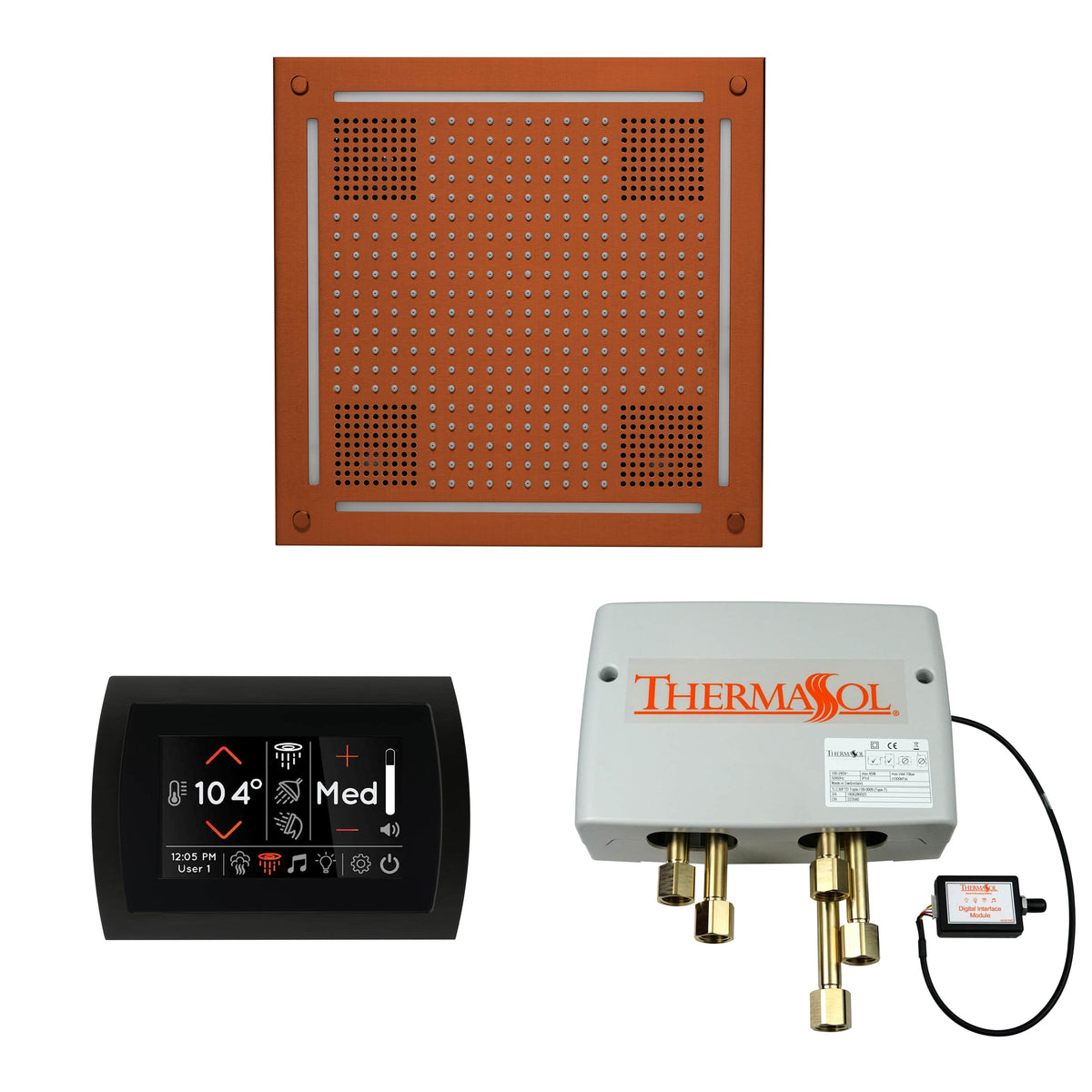 ThermaSol The Wellness Hydrovive Shower Package with SignaTouch Round-Steam Shower Controls & Accessories-ThermaSol-Antique Copper-Nordica Sauna