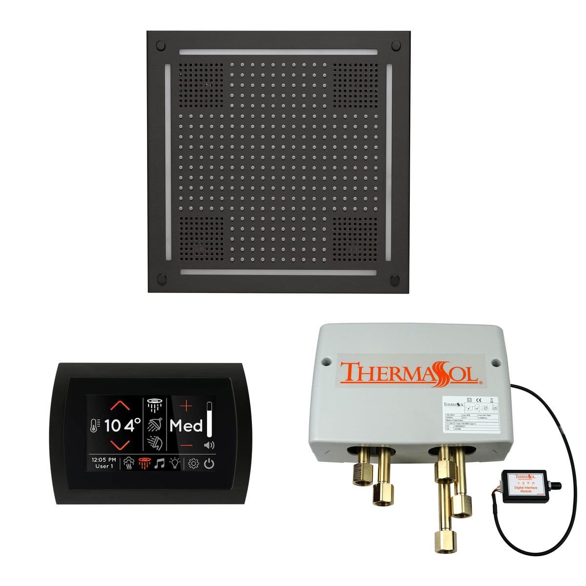 ThermaSol The Wellness Hydrovive Shower Package with SignaTouch Round-Steam Shower Controls & Accessories-ThermaSol-Matte Black-Nordica Sauna