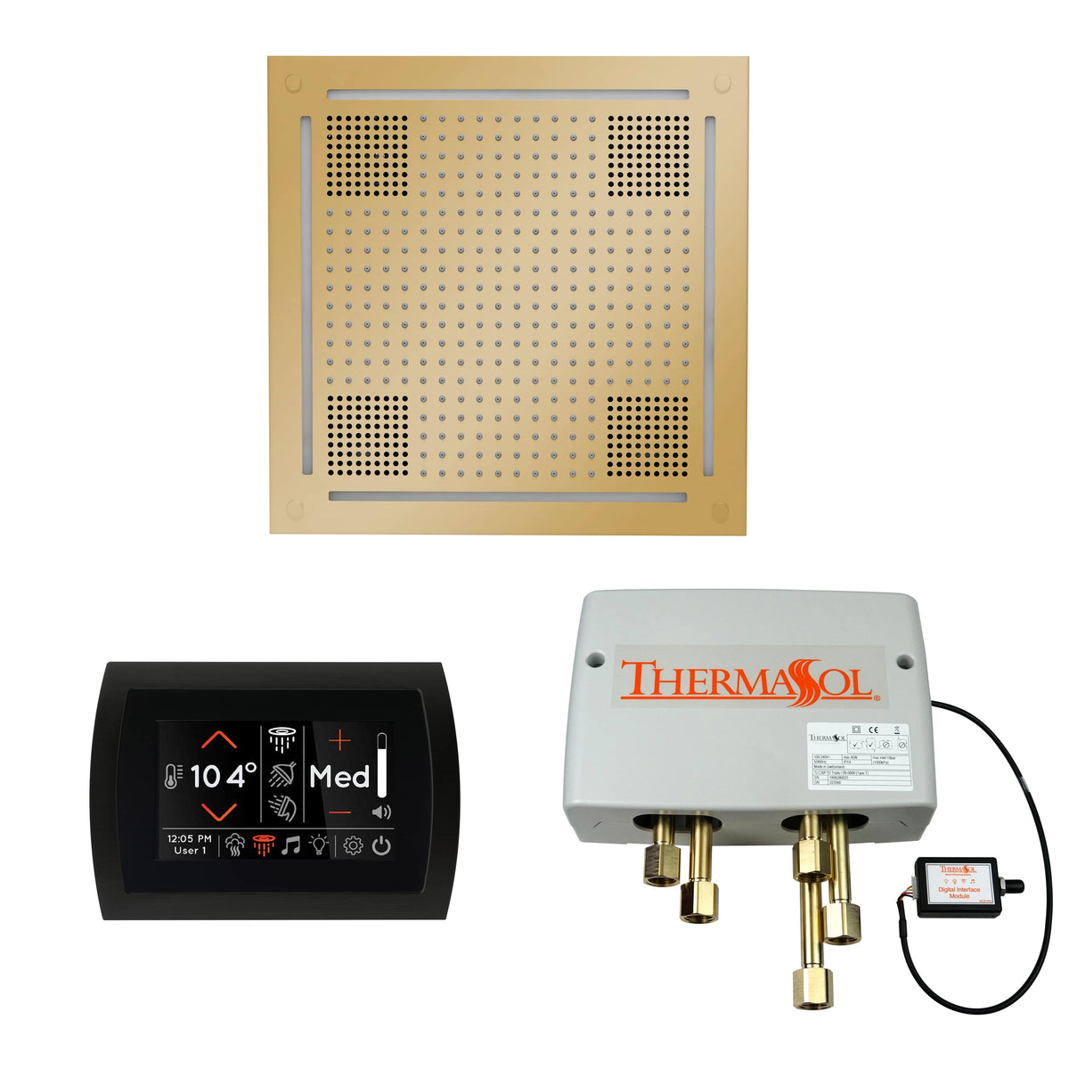ThermaSol The Wellness Hydrovive Shower Package with SignaTouch Round-Steam Shower Controls & Accessories-ThermaSol-Polished Brass-Nordica Sauna