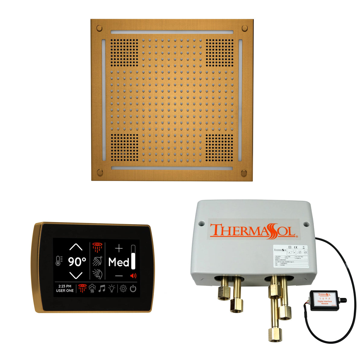 ThermaSol The Wellness Hydrovive Shower Package with SignaTouch Square-Steam Shower Controls & Accessories-ThermaSol-Antique Brass-Nordica Sauna