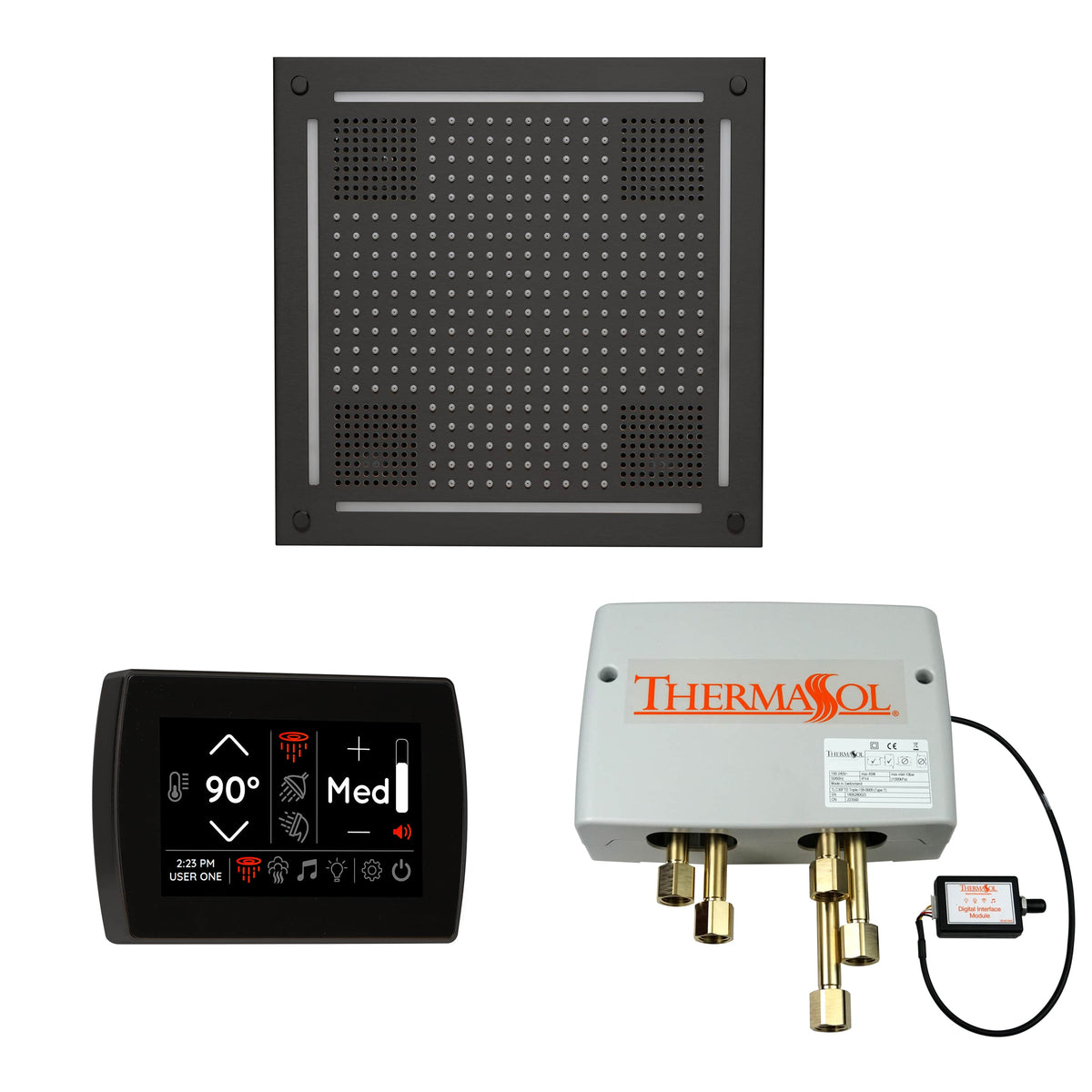 ThermaSol The Wellness Hydrovive Shower Package with SignaTouch Square-Steam Shower Controls & Accessories-ThermaSol-Matte Black-Nordica Sauna
