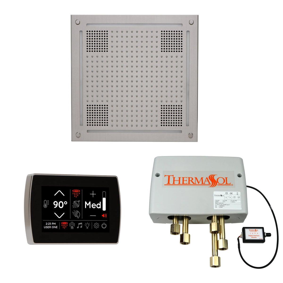 ThermaSol The Wellness Hydrovive Shower Package with SignaTouch Square-Steam Shower Controls & Accessories-ThermaSol-Satin Chrome-Nordica Sauna
