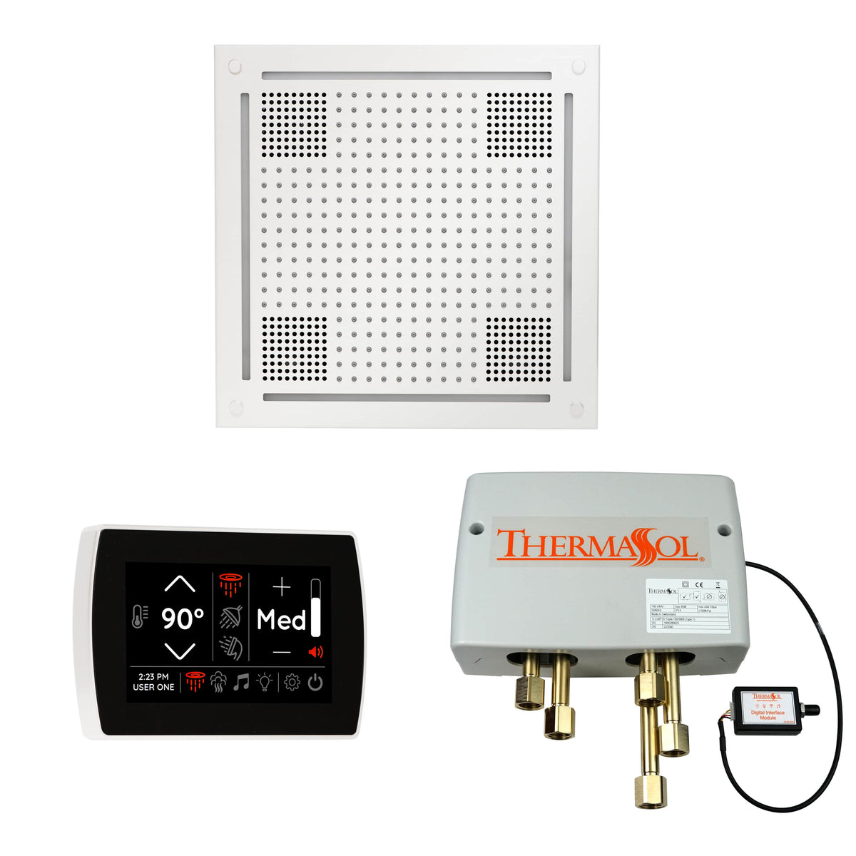 ThermaSol The Wellness Hydrovive Shower Package with SignaTouch Square-Steam Shower Controls & Accessories-ThermaSol-White-Nordica Sauna