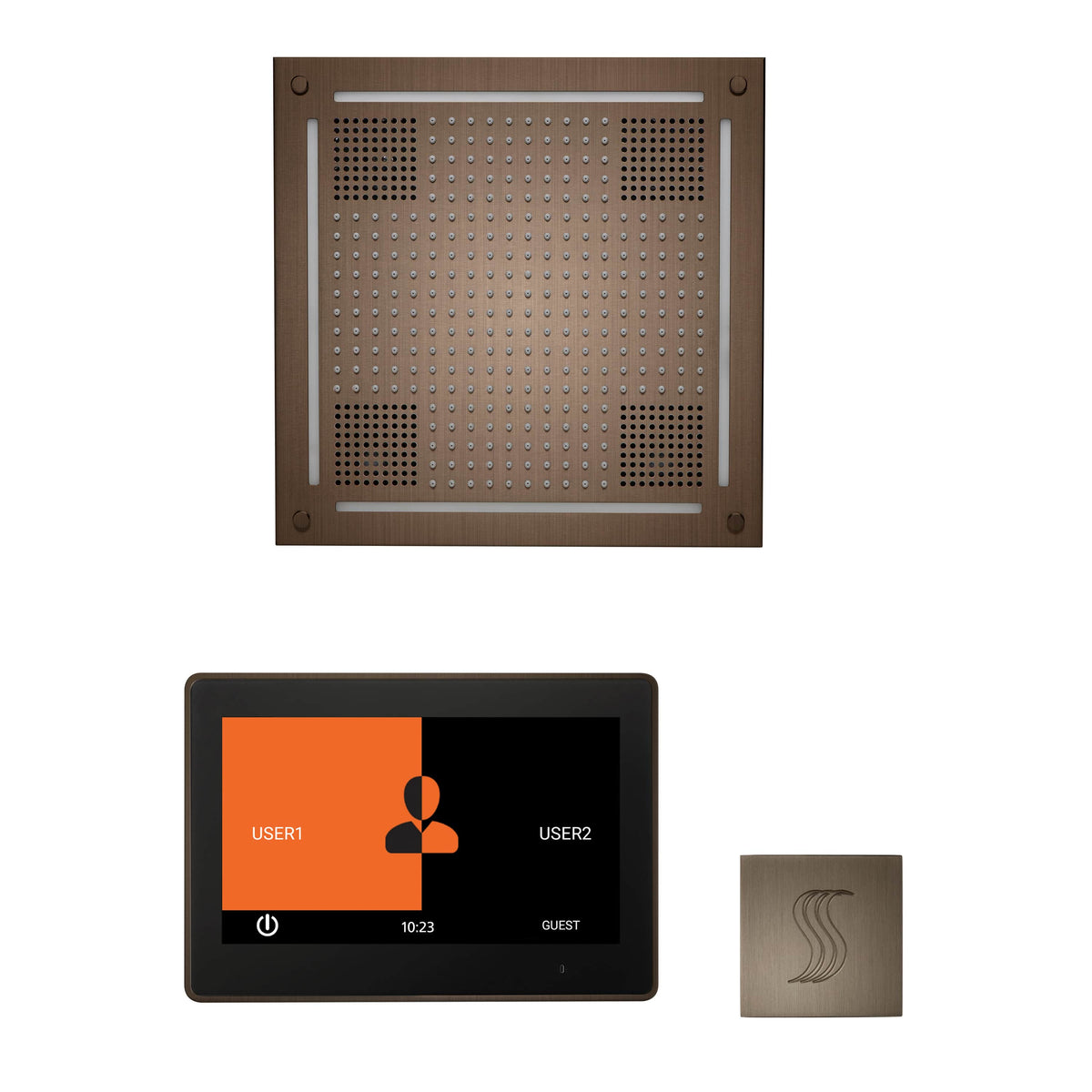 ThermaSol The wellness Hydrovive Steam Package with 10" ThermaTouch Square-Steam Shower Controls & Accessories-ThermaSol-Antique Nickel-Nordica Sauna