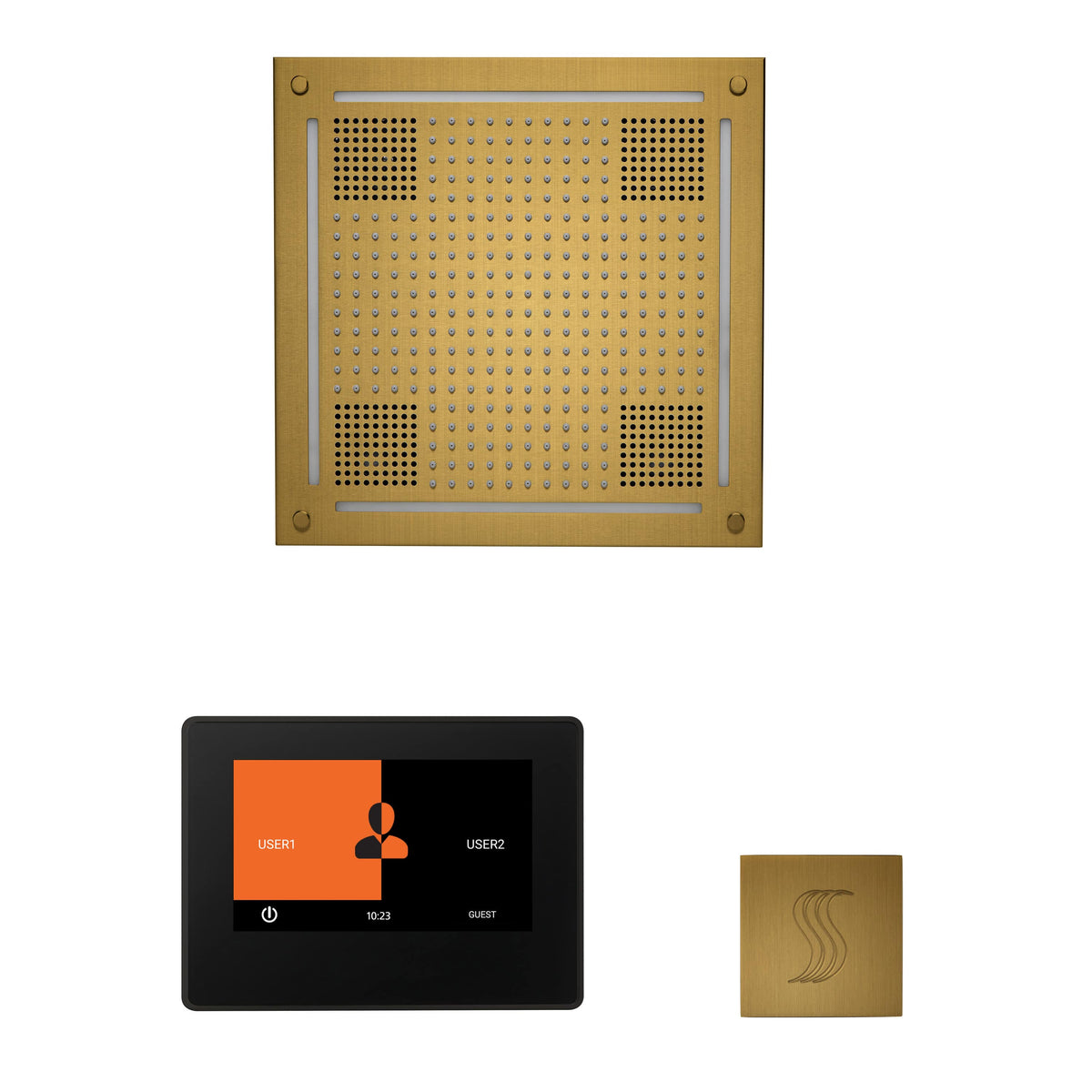 ThermaSol The wellness Hydrovive Steam Package with 7" ThermaTouch Square-Steam Shower Controls & Accessories-ThermaSol-Antique Brass-Nordica Sauna
