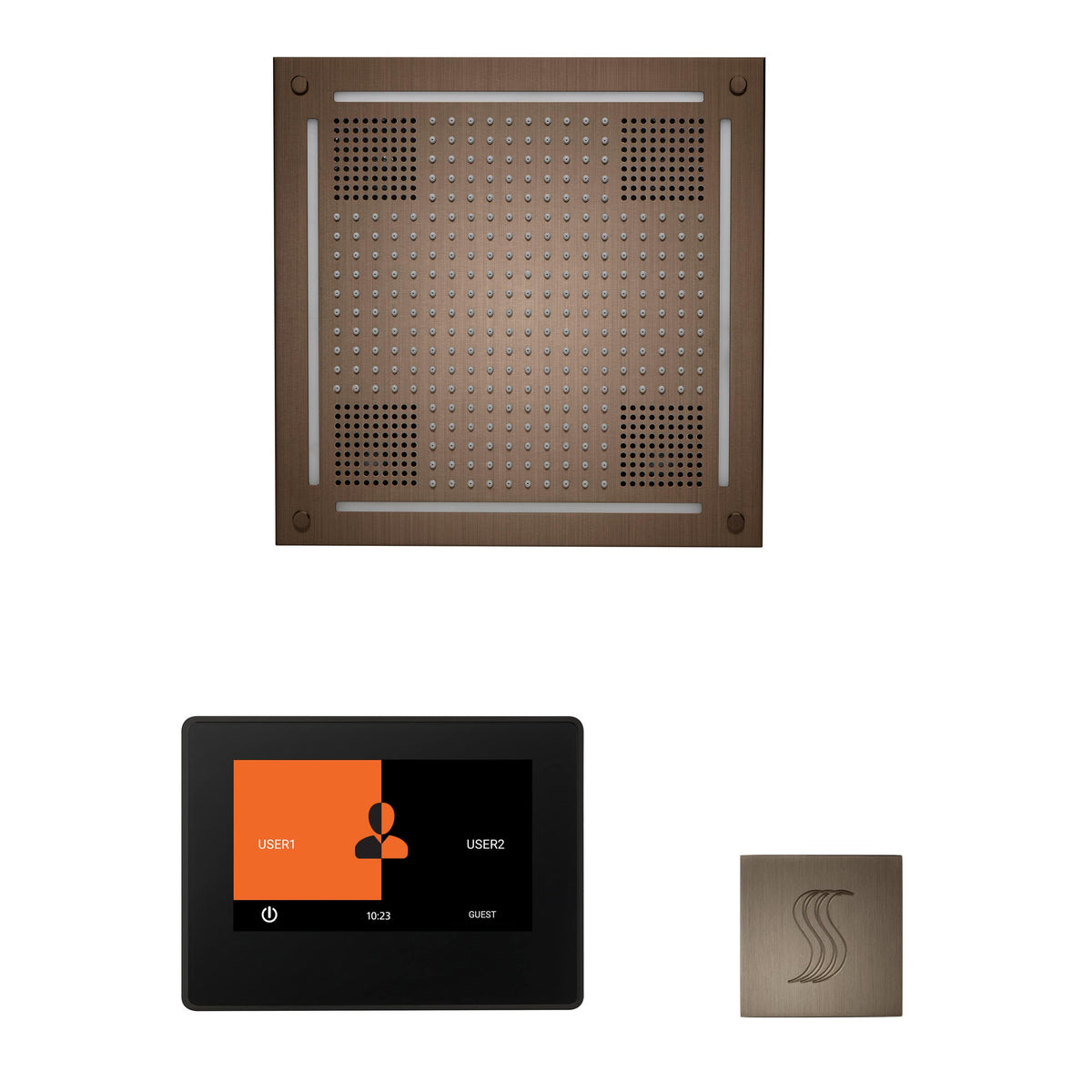 ThermaSol The wellness Hydrovive Steam Package with 7" ThermaTouch Square-Steam Shower Controls & Accessories-ThermaSol-Antique Brass-Nordica Sauna