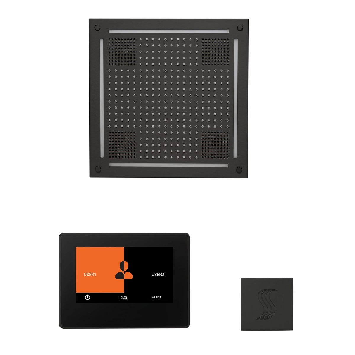 ThermaSol The wellness Hydrovive Steam Package with 7" ThermaTouch Square-Steam Shower Controls & Accessories-ThermaSol-Matte Black-Nordica Sauna